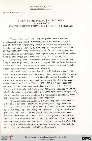 Tom 34: Tryptyk ze sceną Św. Rodziny ze zbiorów Katolickiego Uniwersytetu Lubelskiego