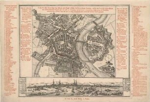 Stadtplan und Stadtansicht von Dresden, mit Befestigungsanlagen