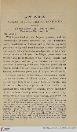 Address to Lord William Bentinck