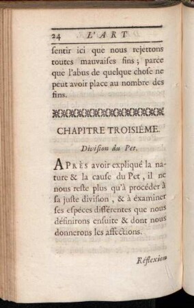 Chapitre Troisiéme. Division du Pet.