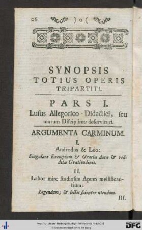 Synopsis Totius Operis Tripartiti.