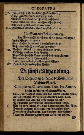 Di fünfte Abhandlung. Der Schauplatz bildet ab di Königliche Todten-Gruft.