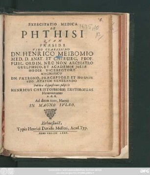 Exercitatio Medica De Phthisi