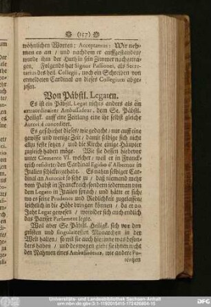 Von Päbstl. Legaten.