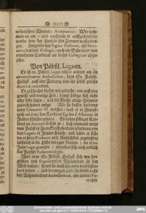 Von Päbstl. Legaten.
