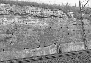 Oberesslingen Stützmauer Schaden Bahnbediensteter