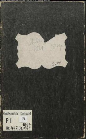 Kirchenbuchduplikat der katholischen Gemeinde Stahle, Kreis Höxter (GHT 1861-1874). (Gemeinde: Katholische Gemeinde Stahle)