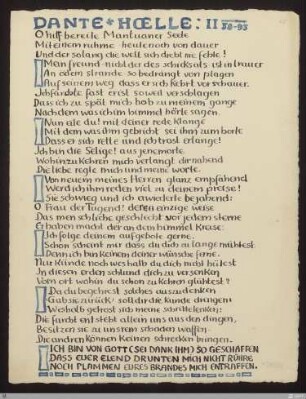 [Dante, Stellen a.d. Goettlichen Komoedie (Dante, Die Göttliche Komödie: Übertragungen)] - [Handschrift] - Dante, Hoelle: II 58 - 93 (Entsendung des Vergil, Hölle II, 58 - 93) - StGA-George I,1032 : [SW X/XI: H1]; [SW X/XI, S. 12-13/165-166]