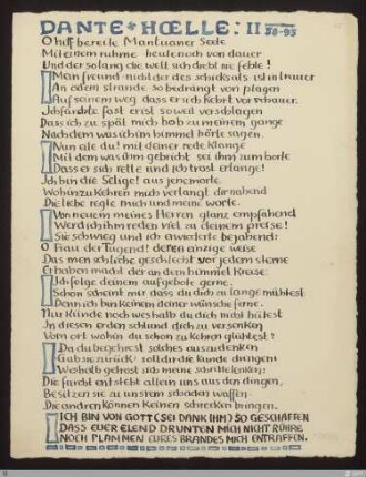 [Dante, Stellen a.d. Goettlichen Komoedie (Dante, Die Göttliche Komödie: Übertragungen)] - [Handschrift] - Dante, Hoelle: II 58 - 93 (Entsendung des Vergil, Hölle II, 58 - 93) - StGA-George I,1032 : [SW X/XI: H1]; [SW X/XI, S. 12-13/165-166]