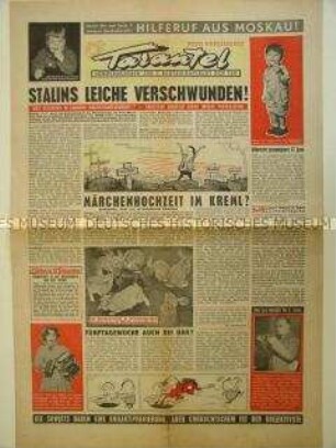 Sonderdruck der West-Berliner Satirezeitung "Tarantel" zur illegalen Verbreitung in der DDR
