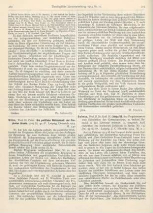 324-325 [Rezension] Dalman, Gust. H., Jesaja 53, das Prophetenwort vom Sühnleiden des Gottesknechtes, mit besonderer Berücksichtigung der jüdischen Literatur erörtert. 2., umgearb. Aufl