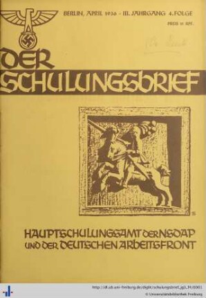 III. Jahrgang, Folge 4: Der Schulungsbrief