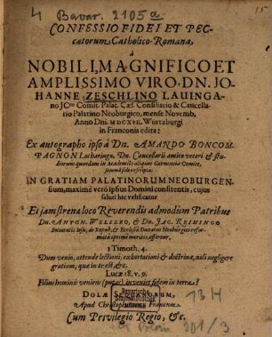 Confessio Fidei Et Peccatorum Catholico-Romana