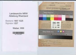 Entnazifizierung Willi Weber , geb. 27.02.1911 (Baecker)