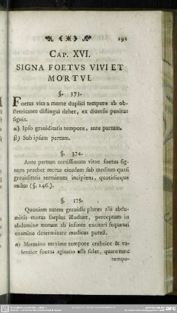 Cap. XVI. Signa Foetus Vivi Et Mortui