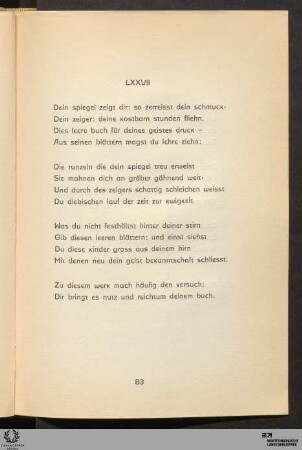 LXXVII: Dein spiegel zeigt dir: so zerreisst dein schmuck
