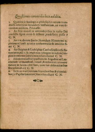 Quaestiones coronidis loco additae.