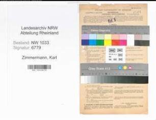 Entnazifizierung Karl Zimmermann , geb. 23.09.1921 (Anstreicher)