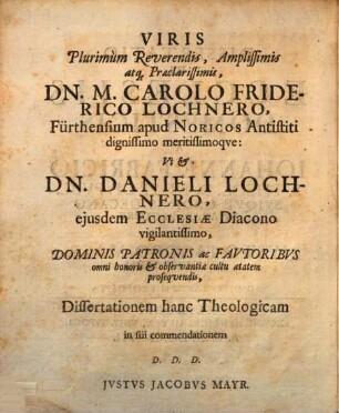 Dissertatio De Ecclesiis Domesticis