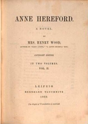 Anne Hereford : a novel ; in two Volumes, 2