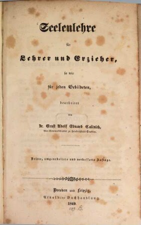 Seelenlehre für Lehrer und Erzieher, sowie für jeden Gebildeten