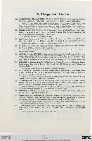 Hungarica, Turcia (Nr. 114-126)