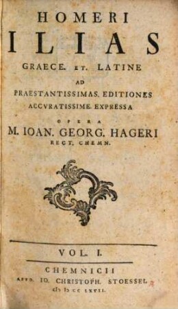 Homeri Ilias : Graece Et Latine. Vol. I., [I - XII]