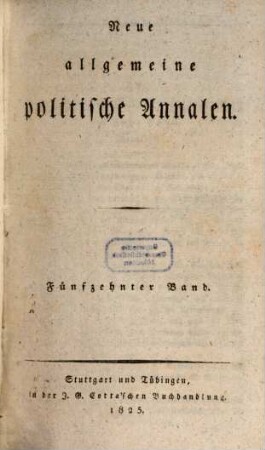 Neue allgemeine politische Annalen, 15. 1825