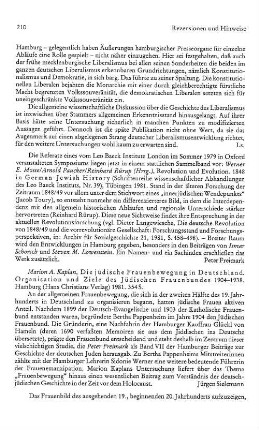 Kaplan, Marion A. :: Die jüdische Frauenbewegung in Deutschland, Organisation und Ziele des jüdischen Frauenbundes 1904 - 1938, (Hamburger Beiträge zur Geschichte der deutschen Juden, 7) : Hamburg, Christians, 1981
