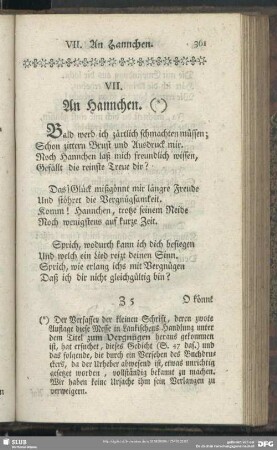 VII. An Hannchen. (*)