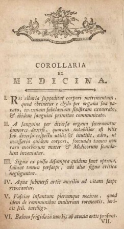 Corollaria ex medicina.