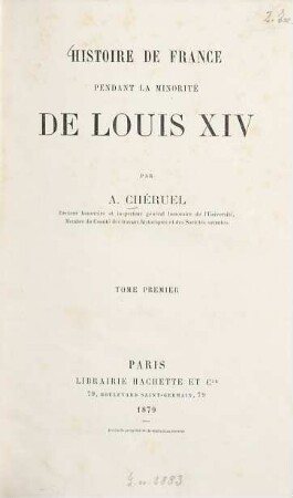 Histoire de France pendant la minorité de Louis XIV, 1