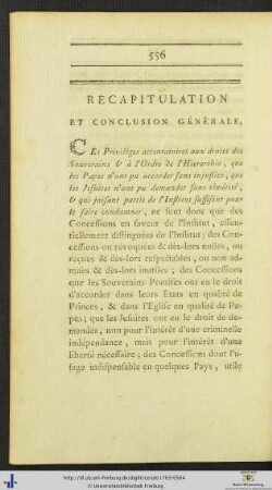 Récapitulation Et Conclusion Générale