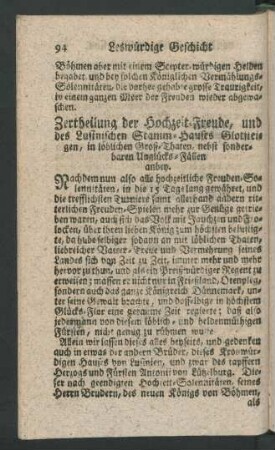 Zertheilung der Hochzeit-Freude, und des Lusinischen Stamm-Hauses ...