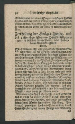 Zertheilung der Hochzeit-Freude, und des Lusinischen Stamm-Hauses ...