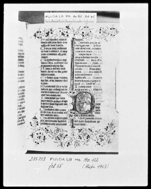 Deutschordensbrevier für die Ballei Utrecht — Initiale D, darin Gottvater und Jesus, Folio 65verso