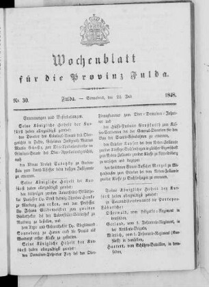 Nr. 30, Ausgabe vom 22. Juli 1848