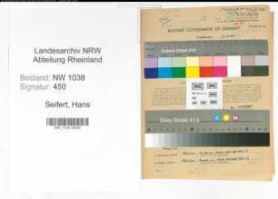 Entnazifizierung Hans Seifert , geb. 24.04.1893 (Universitaetsdozent)