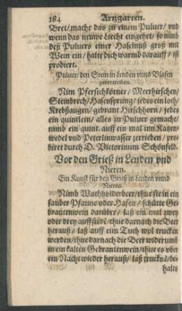 Vor den Grieß in Lenden und Nieren.