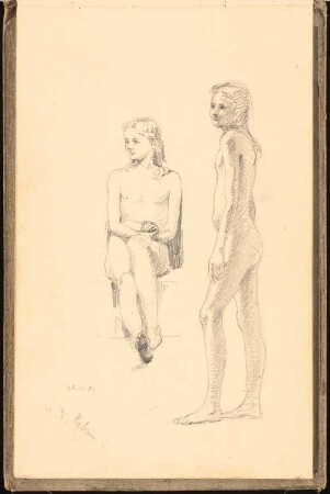 Skizzenbuch 1900-1901: Sitzender und stehender weiblicher Akt