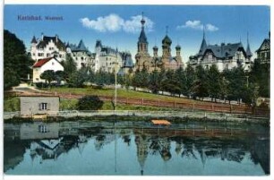 Karlsbad. Westend mit Russischer Kirche (1897) : Karlsbad. Westend mit Russisch-Orthodoxer Kirche Sankt Peter und Paul (1893-1897; Gustav Wiedermann)
