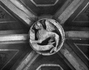 Schlussstein mit Löwe : Schlussstein mit geflügeltem Löwen (Markuslöwen) (1401/1500). Sankt Marein bei Neumarkt, Kirche