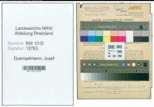 Entnazifizierung Josef Duempelmann , geb. 26.04.1911 (Wachmann)