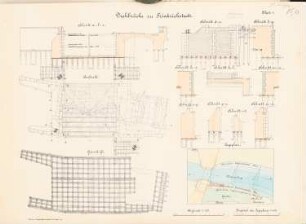 Drehbrücke, Friedrichstadt: Lageplan 1:400, Aufsicht, Grundriss, Schnitte 1:100