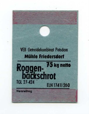 VEB Kombinat Getreidewirtschaft Potsdam BT Friedersdorf