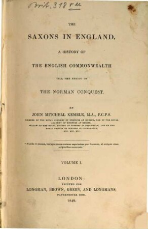 The Saxons in England : a history of the English Commonwealth till the period of the Norman conquest, 1