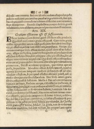 Aph. XIX. Gratiam efficacem esse & sufficientem