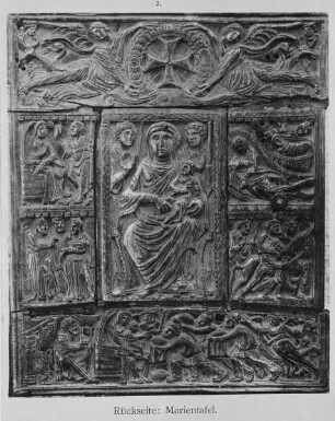 Ejmiacin-Evangeliar. Nr. 2374, Einband, Rücken: Thronende Muttergottes