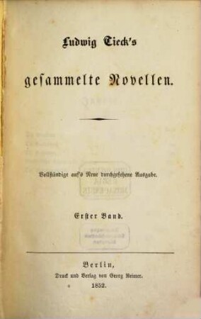 Ludwig Tieck's gesammelte Novellen. 1