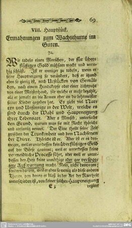 VIII. Hauptstück. Ermahnungen zum Wachsthume im Guten